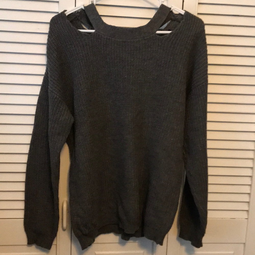 Love tree sweater with criss cross back detailing